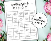 Wedding Speech Bingo Game, Wedding Table Games, Fun Wedding Games for Reception, Best Man Speech, Maid of Honor Speech, Minimalist Wedding