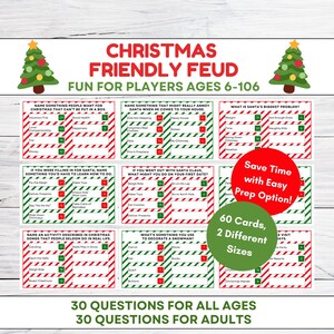 Christmas Friendly Feud, Printable Christmas Game, Christmas Party Game, Christmas Game Adults Kids Family, Christmas Trivia, Classroom Game