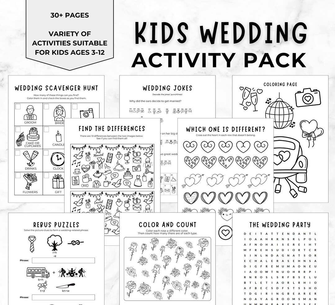 Ultimate Kids Wedding Activity Pack, Wedding Activity Book for Kids — free download
