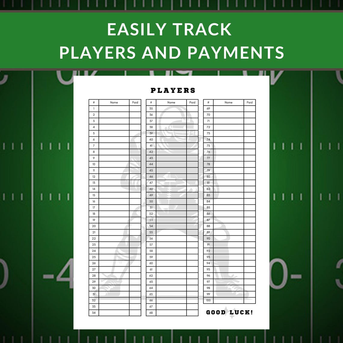 Football Squares Printable, Football Betting Game, 100 Square Football ...