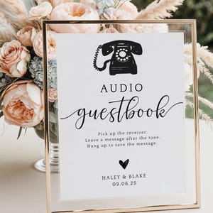 Printable Audio Guestbook Sign Template, Telephone Wedding Guestbook, Voicemail Guestbook Sign, Phone Message Guestbook, Leave a Message