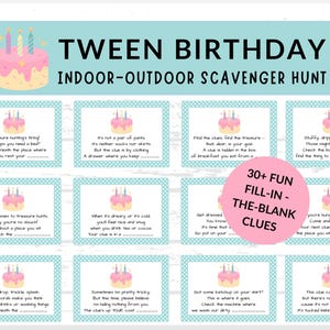 Birthday Scavenger Hunt for Kids, Tween Birthday Scavenger, Scavenger Hunt for Older Kids, Tween Birthday Idea, Tween Birthday Treasure Hunt