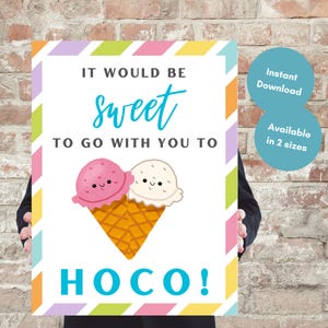 HOCO Ice Cream Proposal Poster, Homecoming Proposal Idea, HOCO Proposal Idea, Ice Cream HOCO Proposal, Homecoming Proposal Sweet