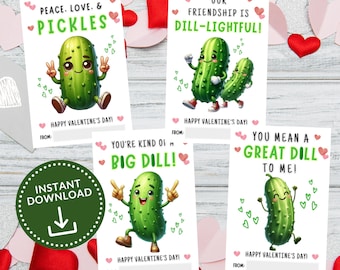 Pickle Valentines, Printable Pickle Valentine Card, Kids Pickle Valentines, Kids Valentines, Valentines for Classroom Exchange