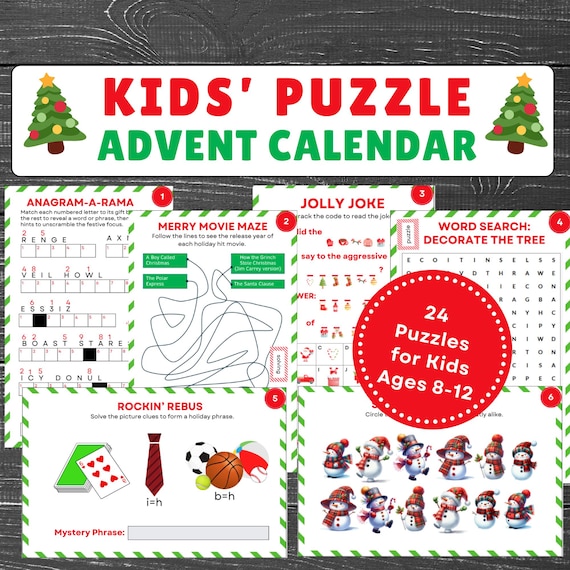 Puzzle Advent Calendar for Kids 2024, Christmas Countdown for Kids