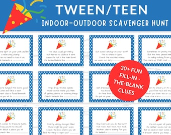 Birthday Scavenger Hunt for Kids, Tween Birthday Scavenger, Scavenger Hunt for Older Kids, Tween Birthday Idea, Tween Birthday Treasure Hunt