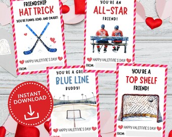 Hockey Valentine Cards, Hockey Valentine for Kids, Kids Valentine Cards, Sports Valentines, Hockey Team Valentines, Classroom Valentines
