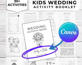 Livro de atividades de casamento personalizado para crianças, pacote de atividades de casamento para crianças, livreto de casamento para impressão para crianças, atividades de casamento para crianças