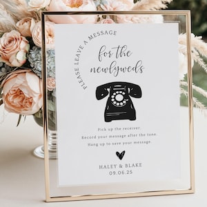 Printable Audio Guestbook Sign Template, Telephone Wedding Guestbook, Voicemail Guestbook Sign, Phone Message Guestbook, Leave a Message