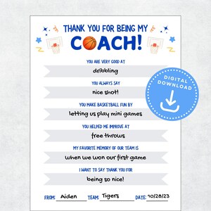 Basketball-Trainer Danke, Basketball-Trainer Wertschätzung, Basketball-Trainer Geschenk, druckbares Basketball-Trainer Geschenk, Ende der Basketball-Saison