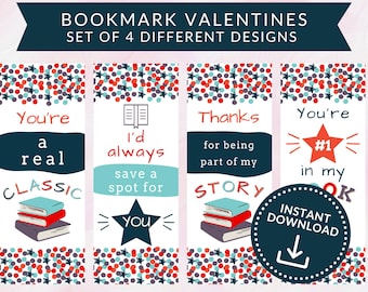Valentines Day Bookmarks, Valentines for Boys, Printable Valentines Day Bookmark, Kids Valentines Cards, Non-Candy, Classroom Valentines