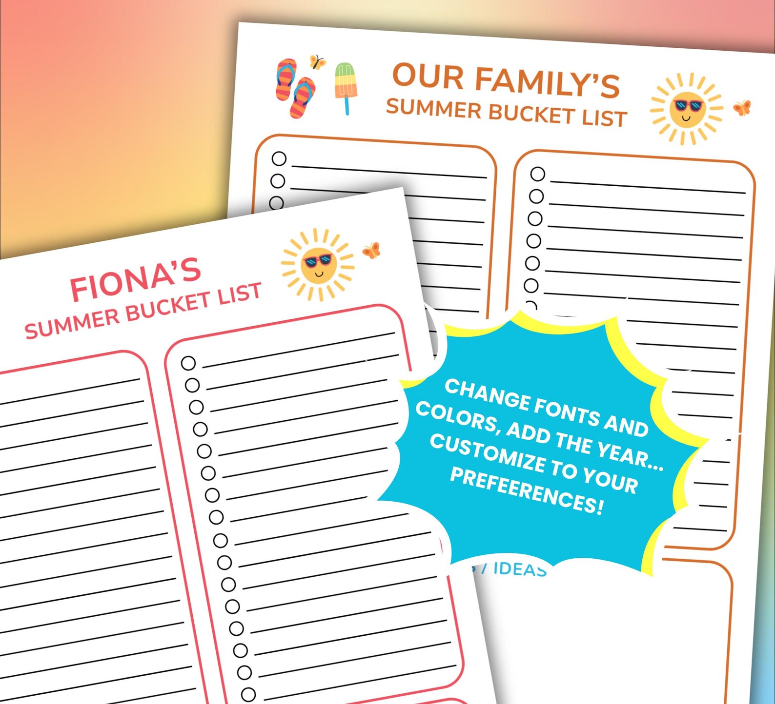 Summer Bucket List for Kids Printable, Printable List of Summer ...