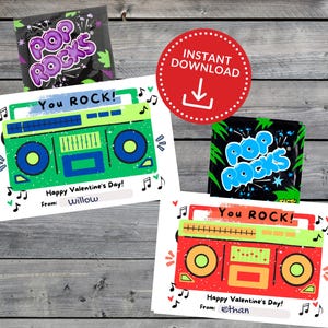 Dia dos Namorados para Crianças - Emparelhe com Pop Rocks, Dia dos Namorados You Rock, Dia dos Namorados para Imprimir, Dia dos Namorados dos anos 80 e 90, Dia dos Namorados Retro, Dia dos Namorados para Imprimir para Crianças