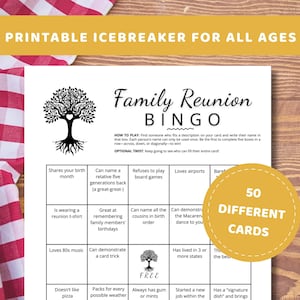 Family Reunion Bingo, Family Reunion Find the Guest Bingo, Find Someone Who Family Reunion, Family Reunion Icebreaker, Get to Know Family