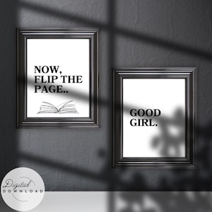 Flip the Page.. Good Girl - Spicy Book Art - Digital Download - Book Nook Decor - Office Wall Art - Bookish Gift