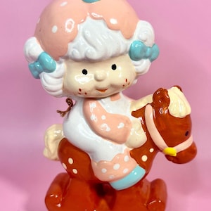 Vintage 1982 Strawberry Shortcake Ornament: Apricot on Rocking Horse