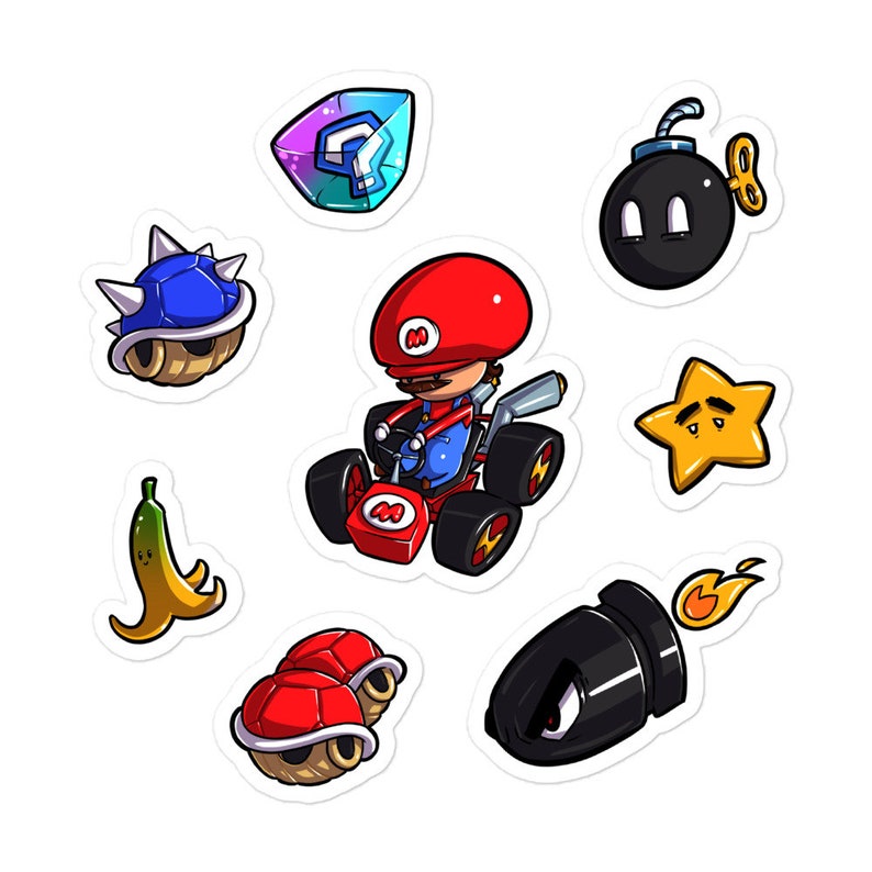 Game Themed Stickers Mario Kart Sticker Sheet Game Character - Etsy
