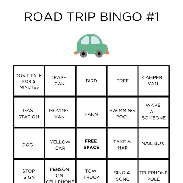 Road Trip Bingo Car Game (Option 1)