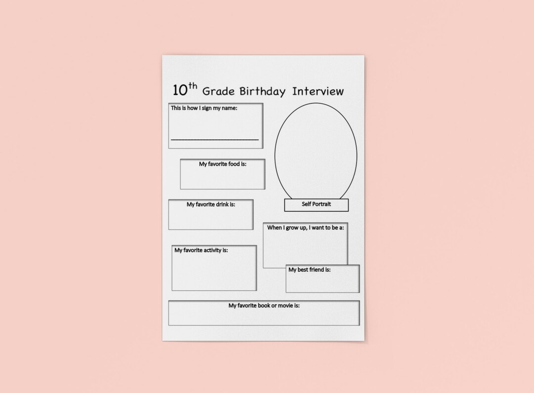 10th Grade Interview Sheet - Etsy