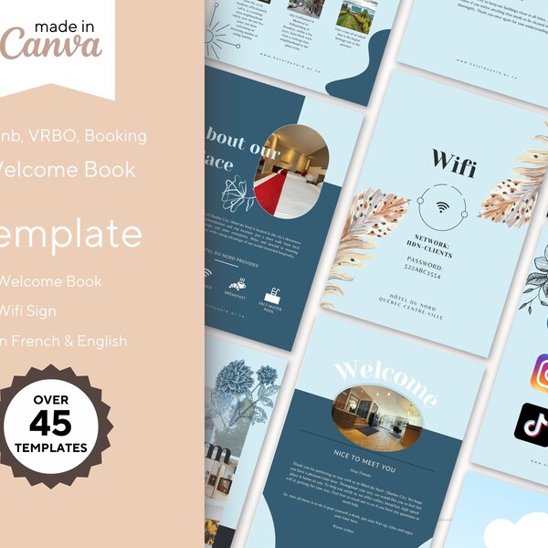 Airbnb/Vrbo Welcome Book Template in French & English / Canva Template / Vacation Rental Welcome Guide