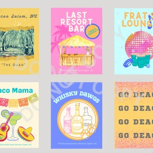 Wake, Wake Forest University, WFU, Demon Deacons, Deacs, Preppy Prints, College Prints, Digital Prints, Dorm Room Decor, Dorm, College