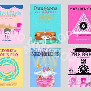 Georgia College ,Girls, Preppy prints, Dorm prints, Digital prints, Hot pink decor, dorm decorations, bars, Bobcats,