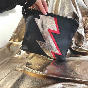 Bolso de mano de cuero negro // Clutch de damas, Bolso de noche, Billetera de pulsera, Monedero de cuero hecho a mano, Monedero de noche de pulsera