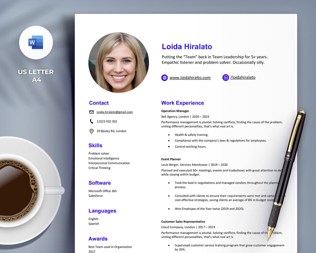 Designer Resume Template Tech CV Microsoft Word Professional Etsy