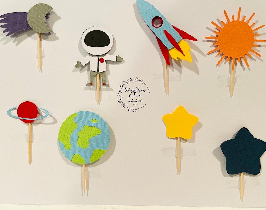 Space Themed Cupcake Toppers-8 Piece Set-outer Space - Etsy