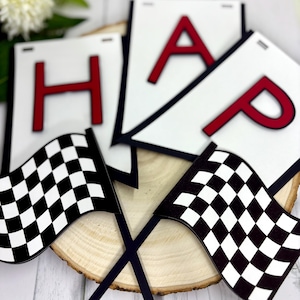 Custom Race Car Themed Birthday Banner-Choose Your Color Racecar