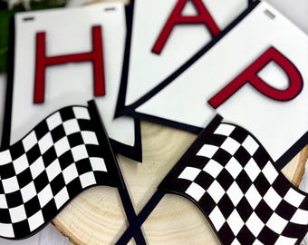 Custom Race Car Themed Birthday Banner-Choose Your Color Racecar