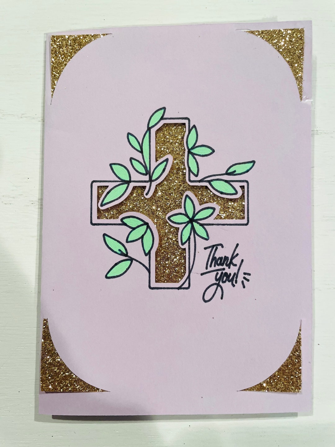 Cross Thank You Cardsreligious Cardschristian Blank Etsy