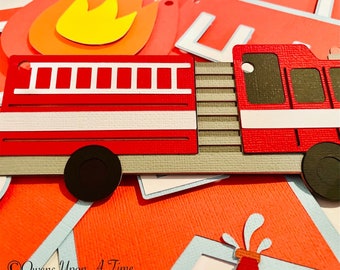 Blue & Red Firetruck Banner-Emergency Vehicle Party Decor-Firetruck Baby Shower