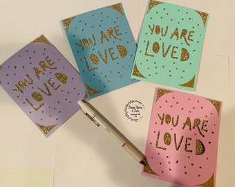 You are loved card set-4 pack set-white envelopes