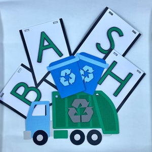 Trash Truck Banner-Garbage Truck Party Decor-Recycling Truck Decorations-Name and Age