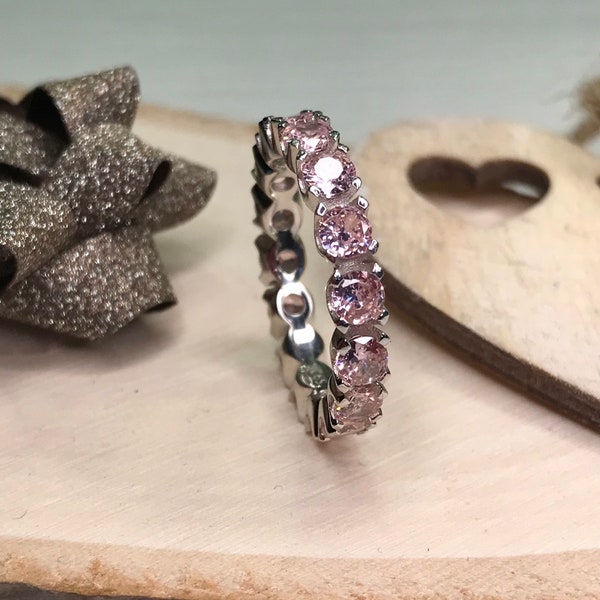 raw gemstone ring, raw pink stone ring, Chunky Ring, Pink Cz Ring, Big Ring, Infinity Ring, bands kaleidoscope gemstone ring