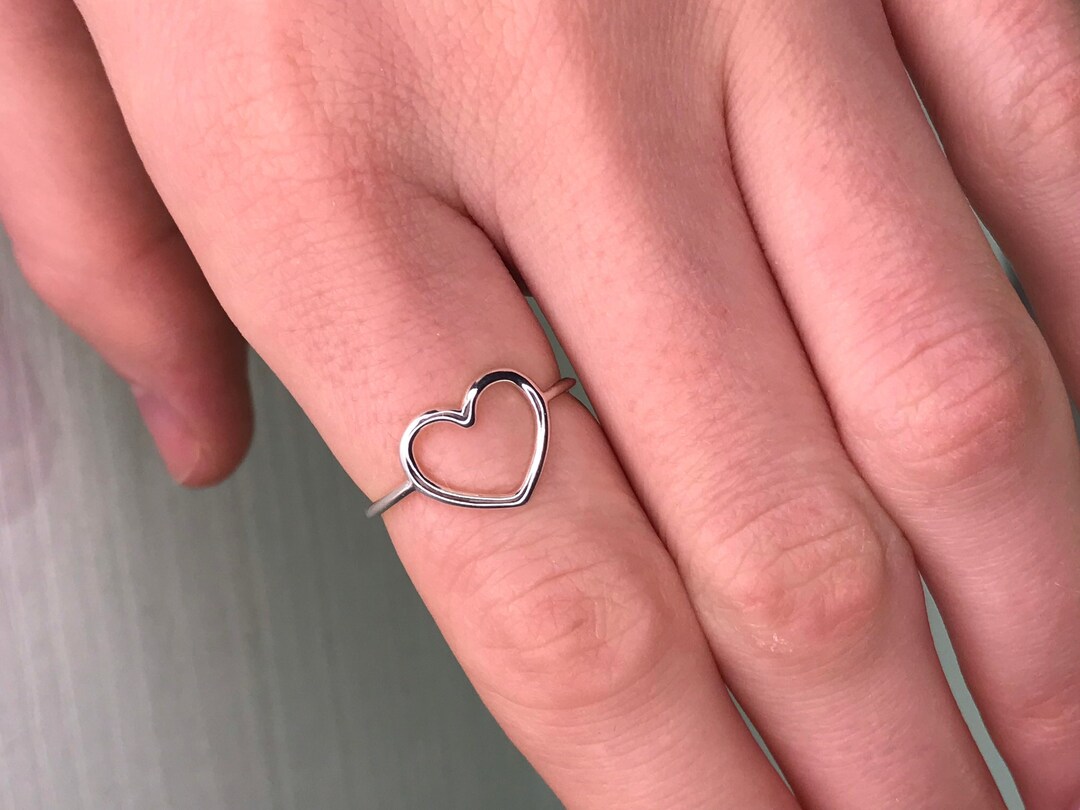 Open Heart Ring, 1 Year Anniversary Gift for Girlfriend, Simple Promise