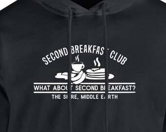 Second Breakfast Club Hoodie Pullover or Crewneck Sweatshirt -  Fantasy, Parody, Funny, Pop Culture Shirt