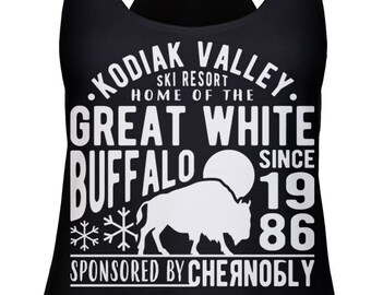 Kodiak Valley - Great White Buffalo Ladies Racerback Tank Top -Funny, Pop Culture Shirt
