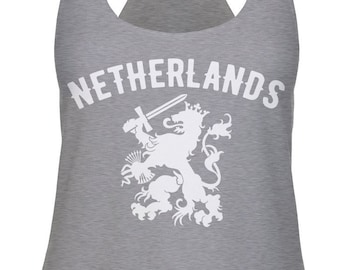 Netherlands Heraldic Lion Racerback Tank Top: National Pride Workout Shirt