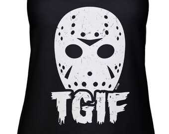 TGIF Jason Hockey Mask Racerback Tank Top - Horror Halloween Costume