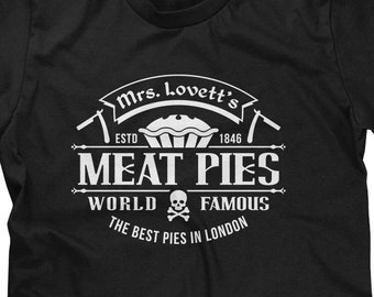Mrs. Lovett's Meat Pies Mens T-shirt or Tank Top - Horror, Funny, Pop Culture Shirt