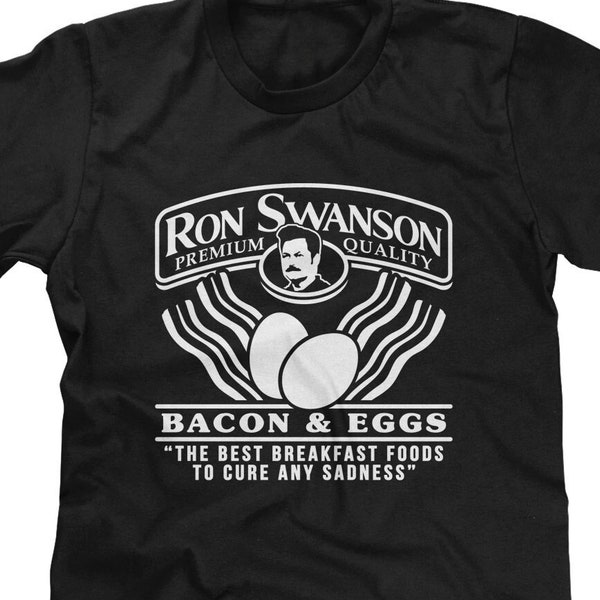 Ron Swanson Premium Quality Bacon & Eggs Mens T-shirt or Tank Top - Funny, Pop Culture Shirt