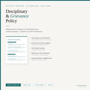 Sjabloon tuchtbeleid en klachtenbeleid Verenigd Koninkrijk | HR-document voor kleine bedrijven (Word-document)