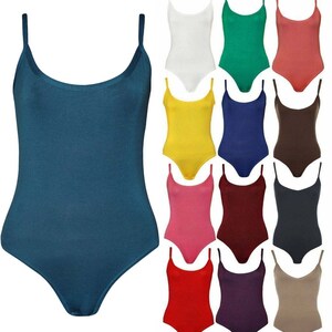 Women ladies stretch strappy sleeveless Camisole vest Bodysuit leotard UK 8-26