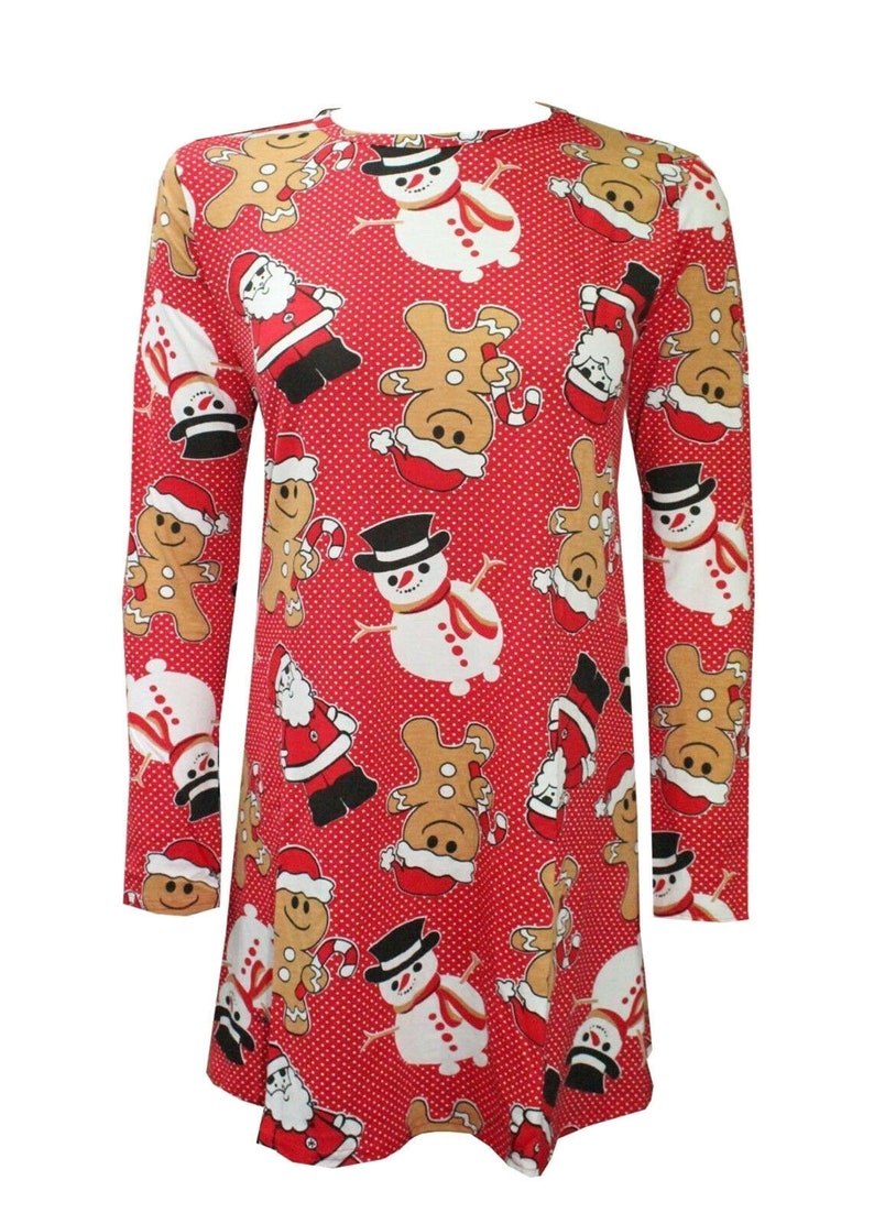 Women Ladies Gingerbread Snowman XMAS Flare XMAS Dress Plus Size Etsy UK