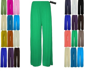 Ladies women elasticated Plazzo flared trouser summer lounge pants size 8-26