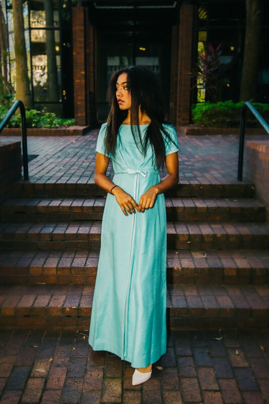 1960s Emma Domb Green Cocktail Dress