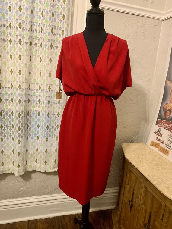 1980’s Red Vintage Dress by Hearts - image 1