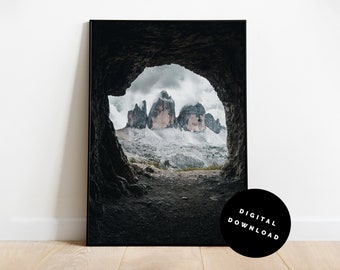 Tre Cime di Lavaredo Affiche Montagne Art Mural | Téléchargement instantané d’art mural numérique imprimable | Nature Paysage Mur Decor Photographie